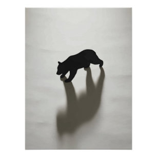 Póster Sombra de Oso Negro en Blancura Salvaje