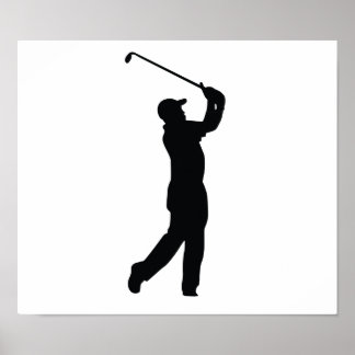 Póster Sombra de silueta negra de golf