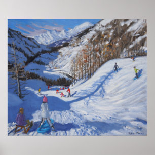 Póster Sombra de un abeto y esquiadores Tignes.2014