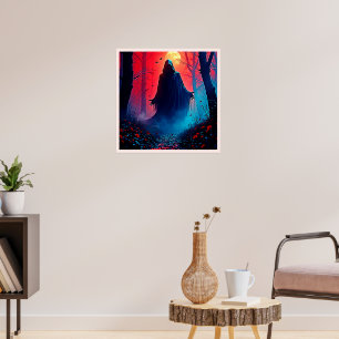 Póster Sombra inquietante en el diseño de los bosques de 