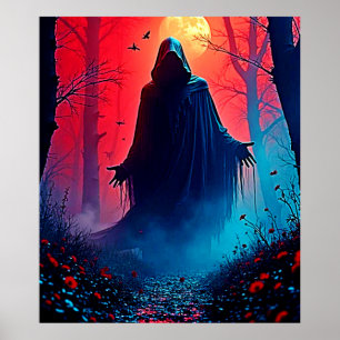 Póster Sombra inquietante en el diseño de los bosques de 