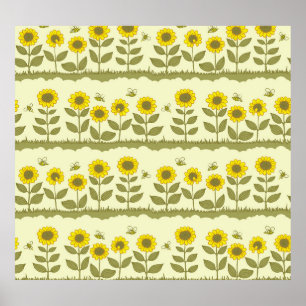 Póster Sombras, abejas, adorable patrón sin costuras.