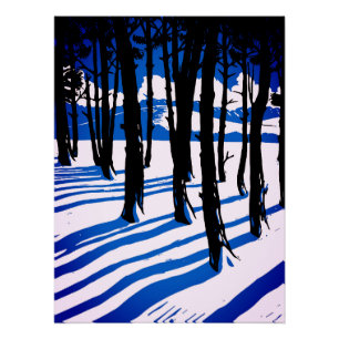 Póster Sombras de Bosque Invernal – Naturaleza Mínima Azu