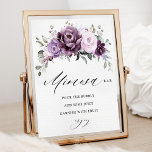 Póster Sombras de la ducha marrón violeta de la ducha Mim<br><div class="desc">El elegante y moderno cartel de mimosa bar floral de mediados de verano presenta un ramo de rosas de acuarela en tonos de ciruela morada, rosa polvoriento, rosa polvoriento, malva, salvia con hojas botánicas verdes y eucalipto. Encontrará más diseños y variaciones de mi tienda "blissweddingpaperie". Y no dudes en ponerte...</div>