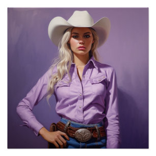 Póster Sombras de lavanda: arte en el muro de las vacas