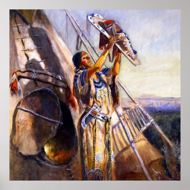 Póster "Sombrerío en Montana" por Charles Russell (Frente)