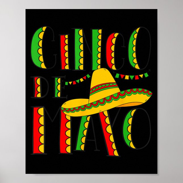 Póster Sombrero Cinco De Mayo Fiesta México Partido Mexic (Frente)