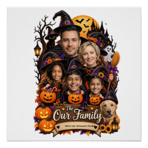 Póster Sombrero de Bruja Personalizado Halloween Familia