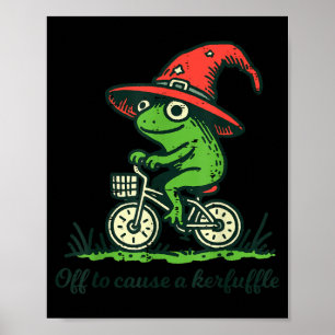 Póster Sombrero de brujo de bicicleta de rana apagado par