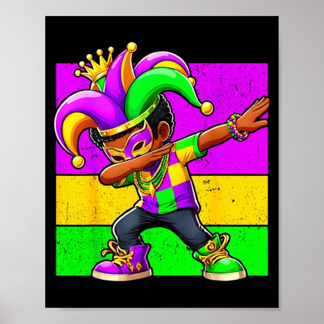 Póster Sombrero de bufón negro divertido de Mardi Gras pa (Frente)