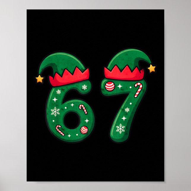 Póster Sombrero de duende de Navidad viral 67 6 7 Tendenc (Frente)