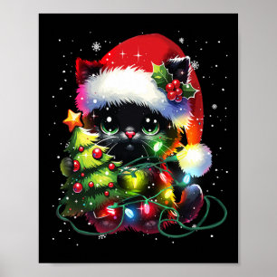 Póster Sombrero de gato negro de Navidad enredado en Navi