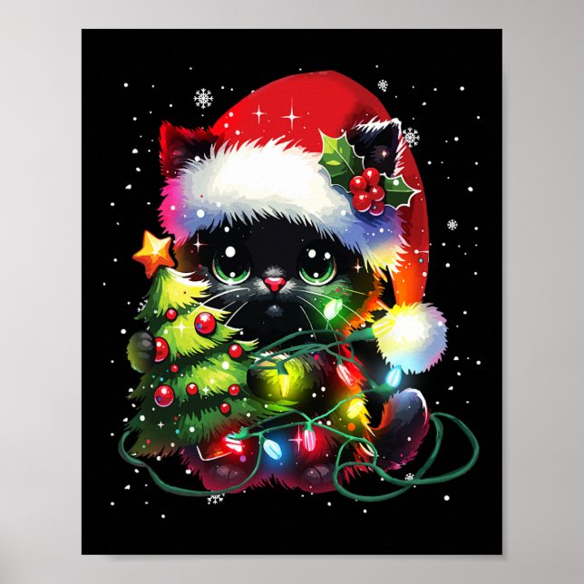 Póster Sombrero de gato negro de Navidad enredado en Navi (Frente)