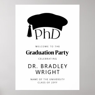 Póster Sombrero de graduación doctoral de doctorado Bienv