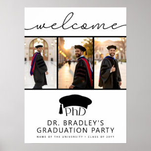 Póster Sombrero de graduación doctoral de doctorado Bienv