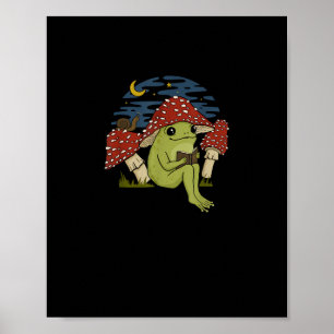 Póster Sombrero de hongo de rana leyendo libro - Gobli Co