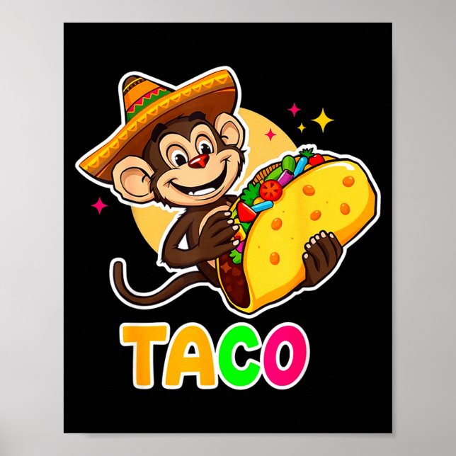 Póster sombrero de mono mexicano taco el squatcho diverti (Frente)
