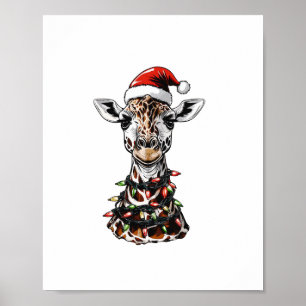 Póster Sombrero de Navidad de Jirafa Navidad