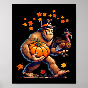Póster Sombrero de peregrino de Bigfoot Día de Acción de