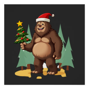 Póster Sombrero de Santa de árbol de Navidad Bigfoot (3)