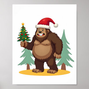Póster Sombrero de Santa de árbol de Navidad Bigfoot (4)
