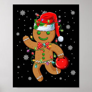 Póster Sombrero de Santa de pan de jengibre jugando bolos