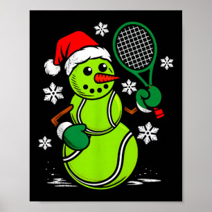 Póster Sombrero de Santa de tenis muñeco de nieve Navidad