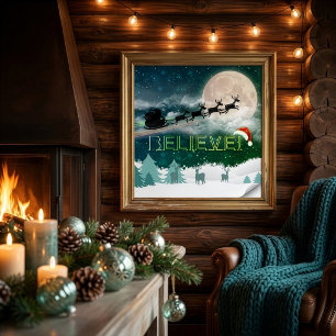 Póster Sombrero de Santa Fiesta de Navidad Reno Ciervo Tr