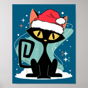 Póster Sombrero de Santa Gato Moderno de Mitad de Siglo N