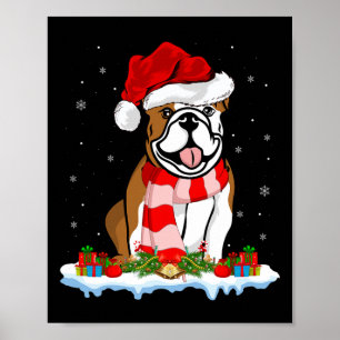 Póster Sombrero de Santa Luces de Navidad American Bulldo