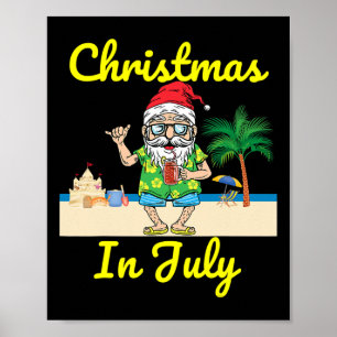 Póster Sombrero de Santa Navidad en Julio Playa Vacacione