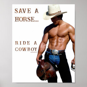 Póster Sombrero de vaquero de paja para montar a caballo 
