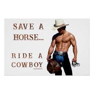 Póster Sombrero de vaquero de paja para montar a caballo 