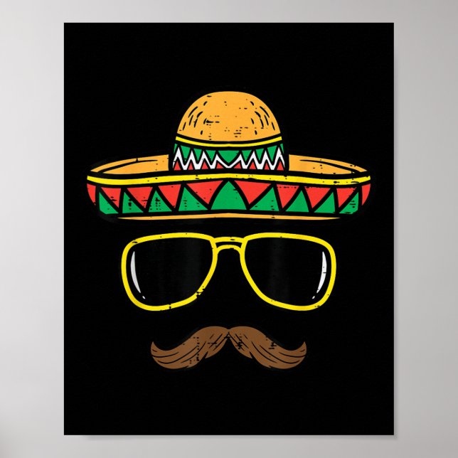 Póster Sombrero Face Cinco de Mayo Fiesta mexicano de Fie (Frente)
