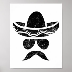 Póster Sombrero Face Cinco de Mayo Fiesta mexicano de Fie