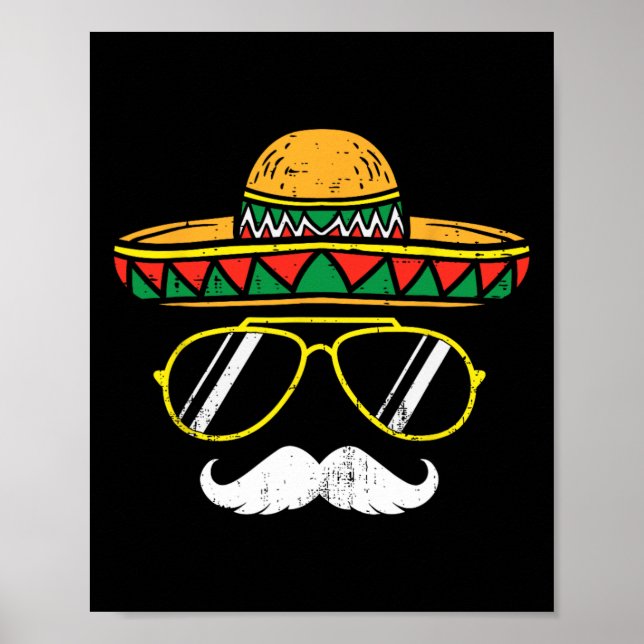 Póster Sombrero Face Cinco de Mayo Fiesta mexicano de Fie (Frente)