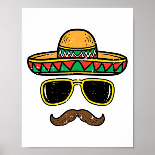 Póster Sombrero Face Cinco de Mayo Fiesta mexicano de Fie