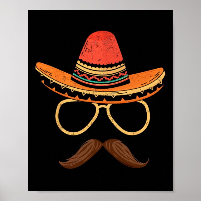 Póster Sombrero Face Cinco De Mayo Fiesta mexicano de Fie (Frente)