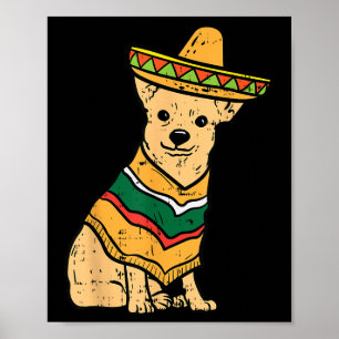 Póster Sombrero mexicano de perro chihuahua
