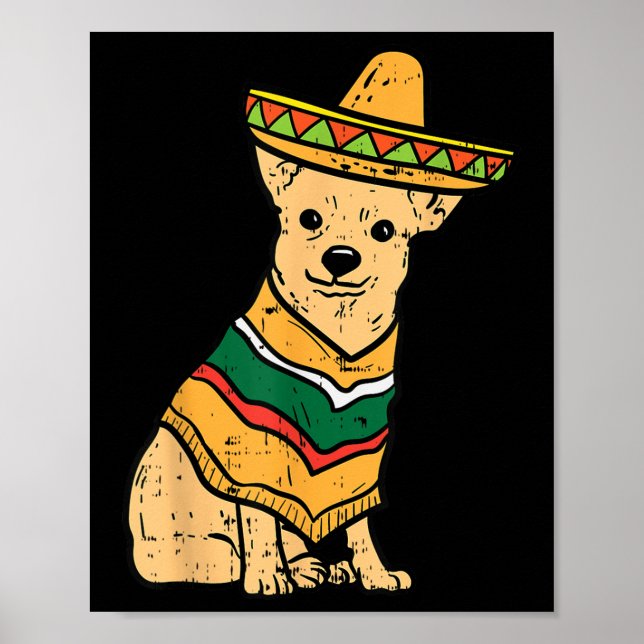 Póster Sombrero mexicano de perro chihuahua (Frente)