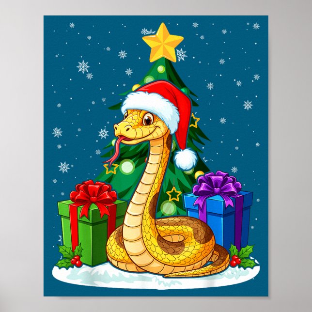 Póster Sombrero Santa Serpiente Navidad Pijama Animal Cut (Frente)