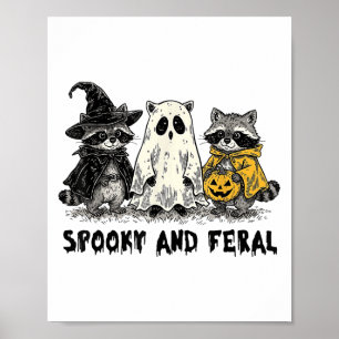 Póster Sombreroso Y Feral Raccoon Halloween Sombrerosa Te