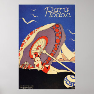 Póster Sombrilla de playa - Para Todos - Art Deco Vintage