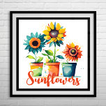 Póster Sombrillas Artísticas Coloridas<br><div class="desc">Poster de girasoles artesanales coloridos</div>