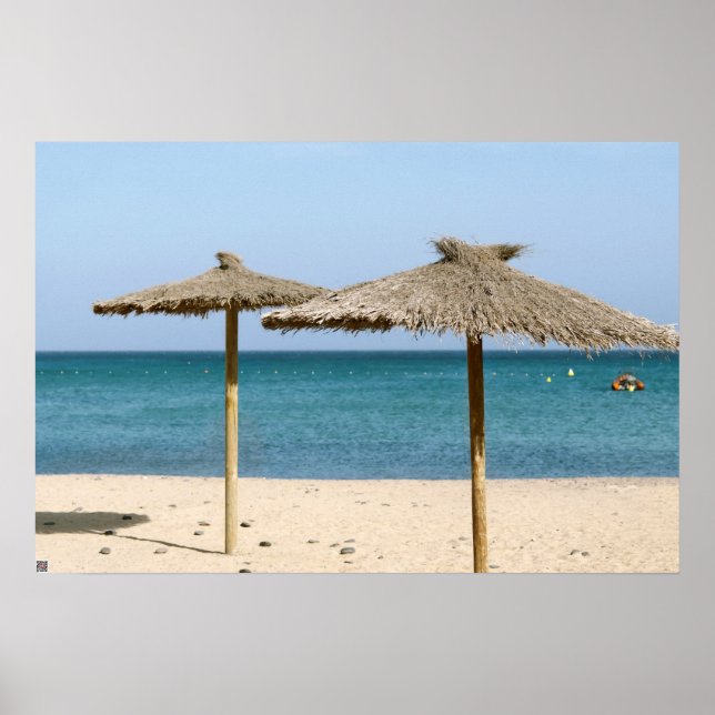 Póster Sombrillas de Playa de Paja (Frente)