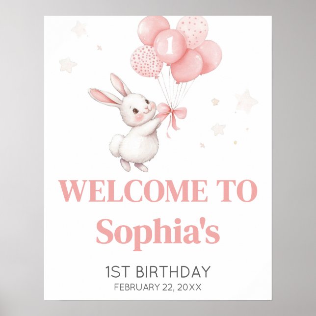 Póster Some Bunny Balloon Birthday Party Welcome Sign (Frente)