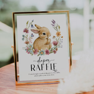 Póster Somebunny Baby Shower Diaper Raffle Rótulo