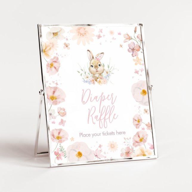 Póster Somebunny Rabbit Baby Shower Diaper Raffle (Rabbit Somebunny Baby Shower Diaper Raffle Sign)