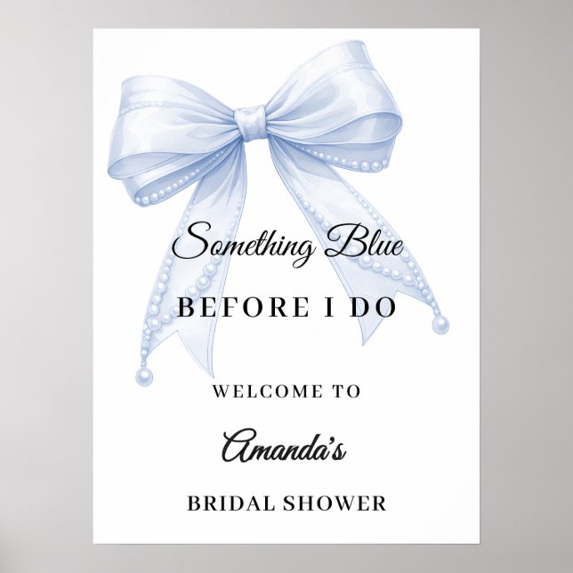 Póster Something blue bow Bridal Shower welcome (Frente)