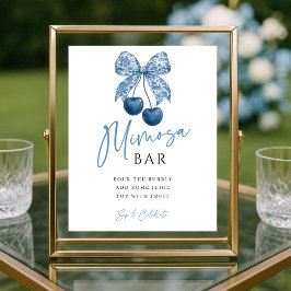 Póster Something Blue Bridal Shower Mimosa Bar Sign